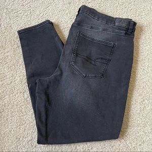 American Eagle Black Distressed Curvy Super Hi-Rise Jeggings